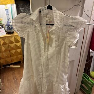 White Ruffled Sleeve Dress